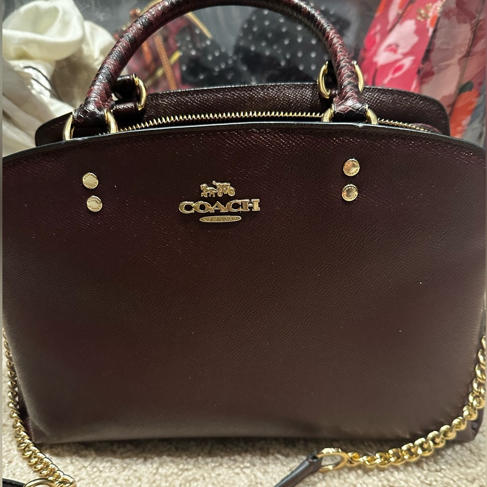 Coach burgundy purse and wallet